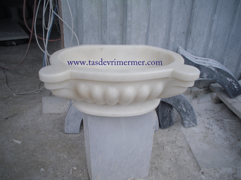 Mermer Kurna Oval Ka Dilimli Af Beyaz 